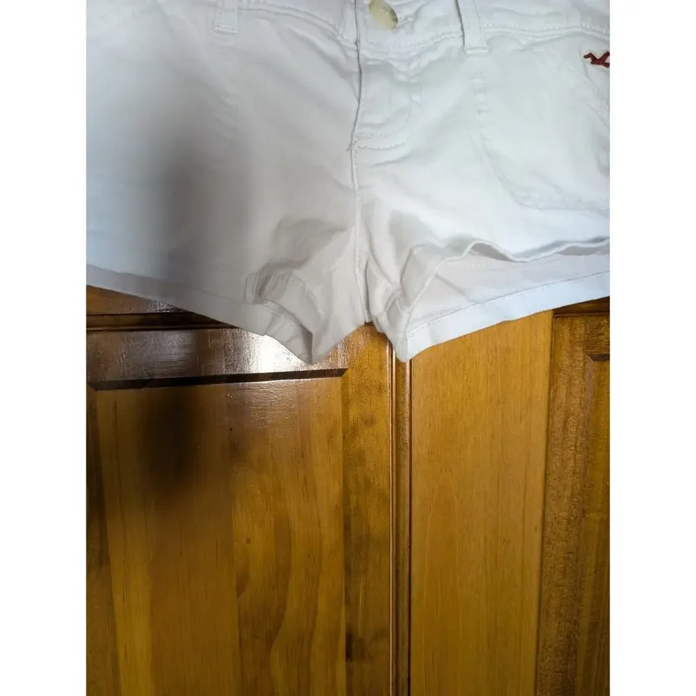 Hollister White Denim Low Rise Micro Mini Shorts Women's 0 Y2K Coastal (938) - Picture 2 of 5